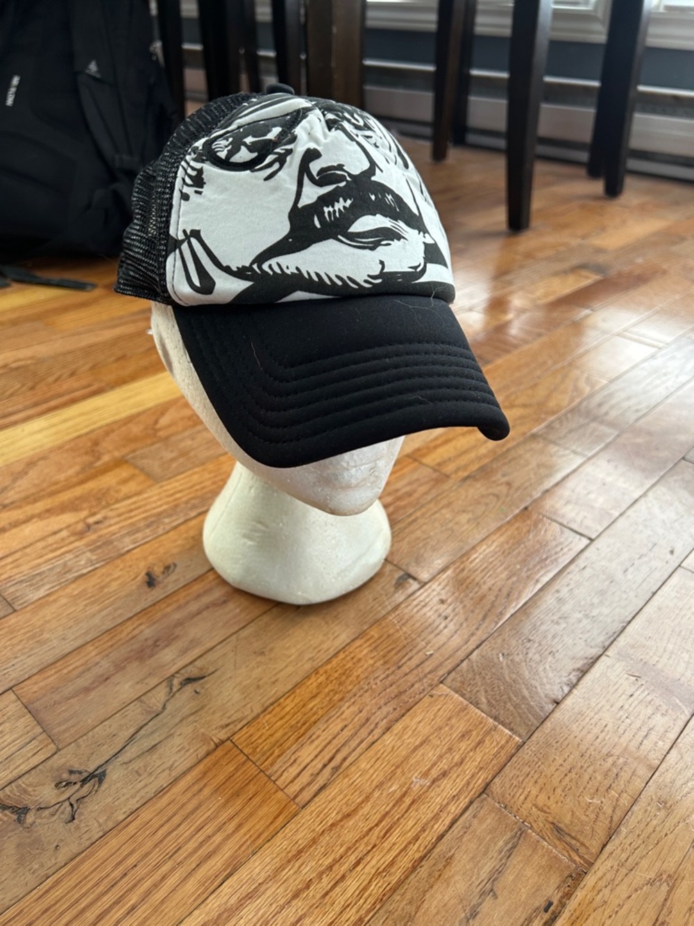 Black & White Graphic Mesh Trucker Hat